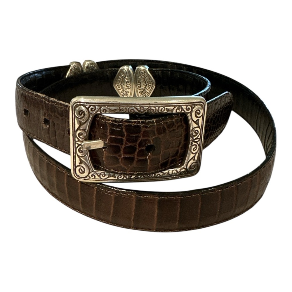 Vintage Brighton Reversible Croc Embossed Stamped Leather Belt Large 32"-35"